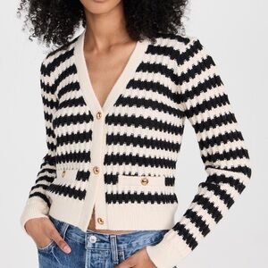 Line & Dot Black and Cream Striped Cardigan